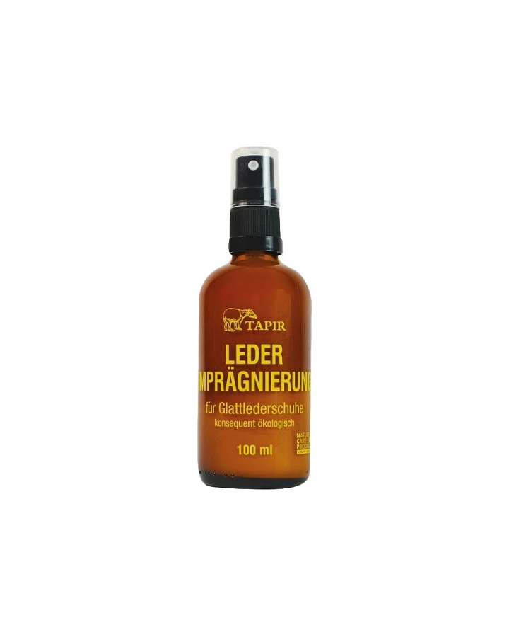 Produktseite: Tapir Lederimprägnierung für Glattlederschuhe, Glasflasche, mit Sprühfunktion 100 ml