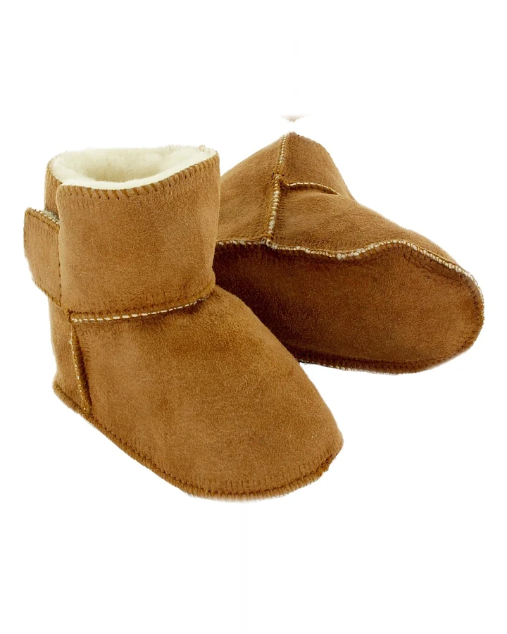 Babyschuhe Lammfell, Veloursleder, pflanzlich gegerbt braun Gr.18/19