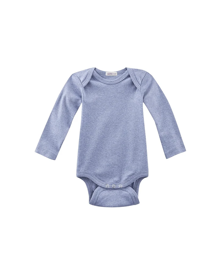 Living Crafts Baby Body Langarm Bio-Baumwolle blau-melange Gr. 62/68