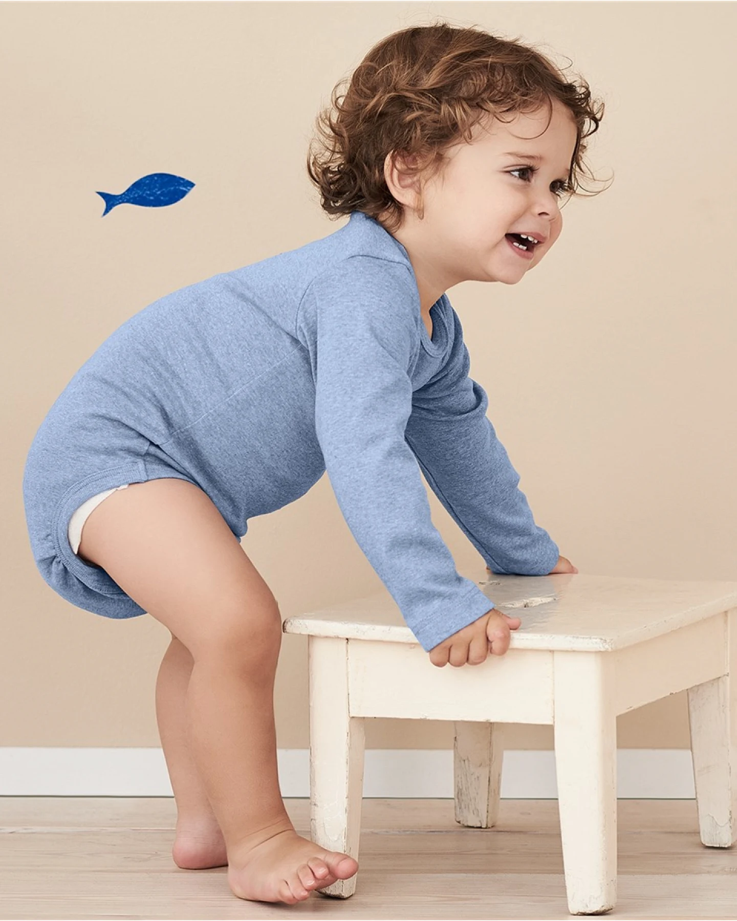 Living Crafts Baby Body Langarm Bio-Baumwolle blau-melange Gr. 62/68 – Ansicht 2