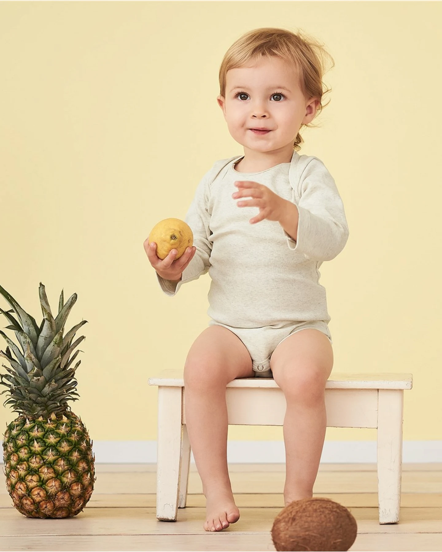 Living Crafts Baby Body Langarm Bio-Baumwolle beige-melange Gr. 74/80 – Ansicht 2