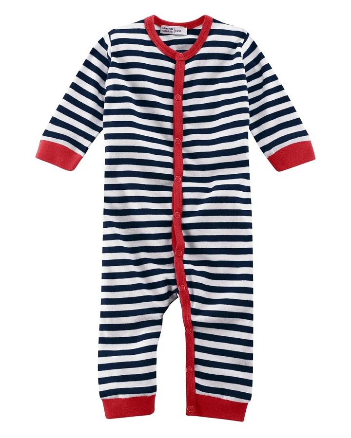 Living Crafts Baby und Kinder Schlafanzug Bio-Baumwolle blau-weiß gestreift Gr. 74/80
