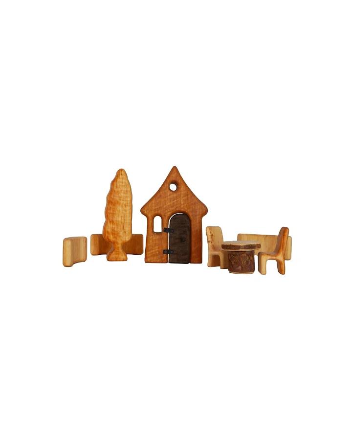 Holzbausteine natur Haus und Garten, Erlenholz 8-teilig