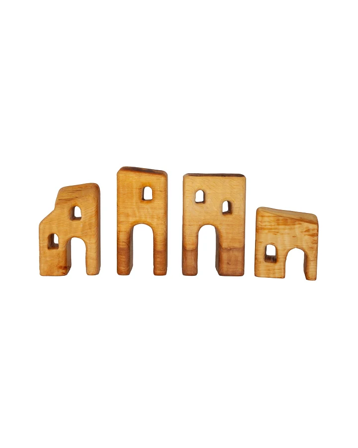Holzbausteine natur Häuser, Erlenholz 4-teilig