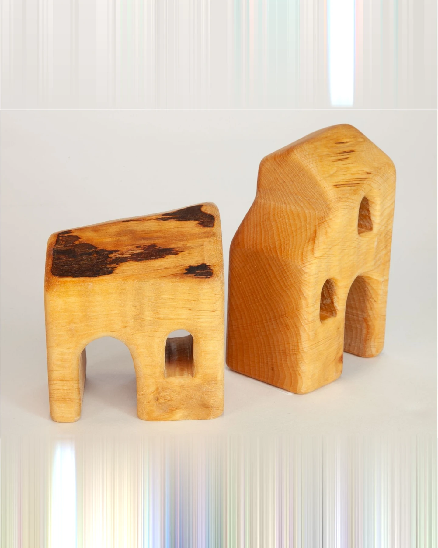 Holzbausteine natur Häuser, Erlenholz 4-teilig – Ansicht 2