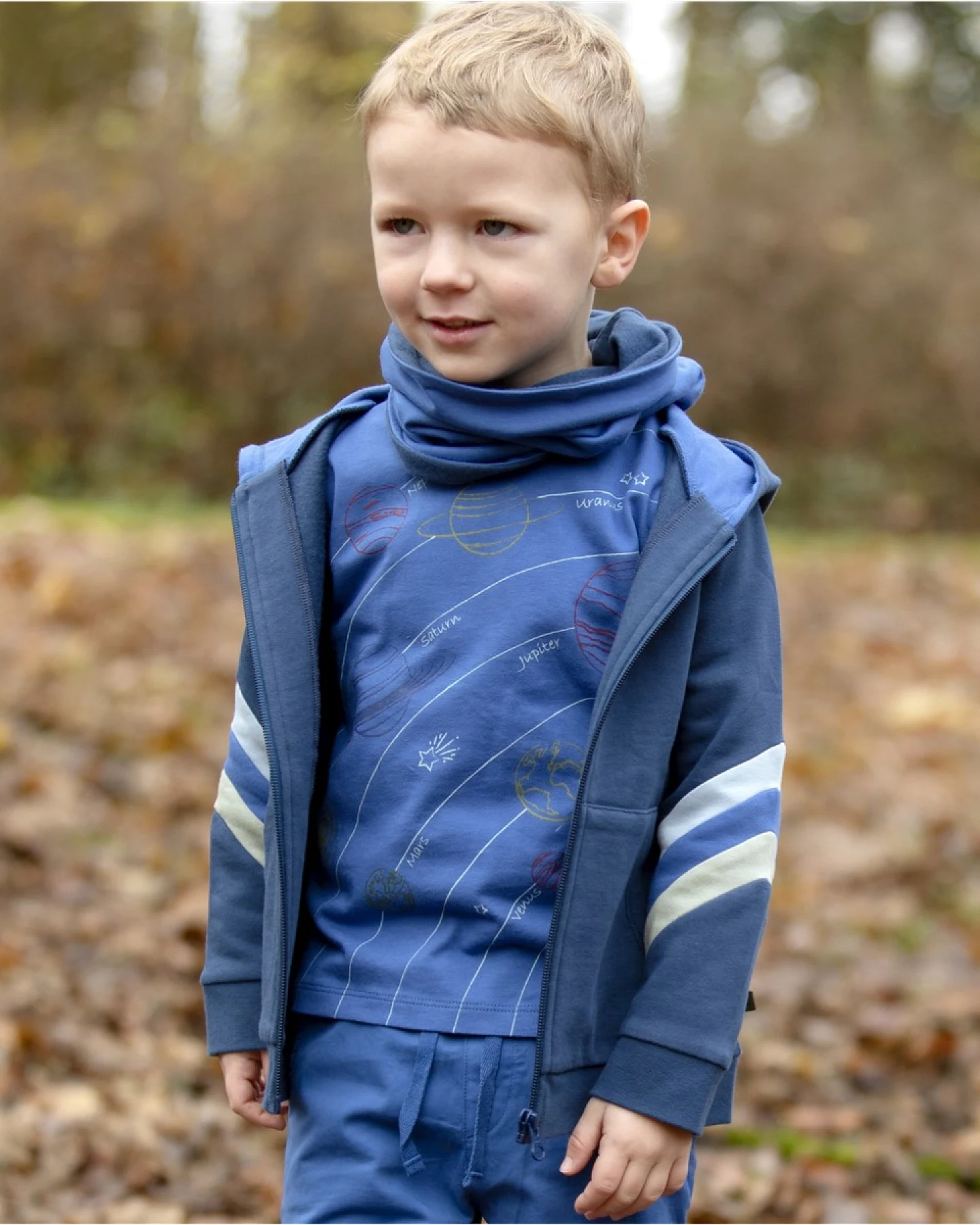 Kinder Langarmshirt mit Planetendruck Bio-Baumwolle ultramarine Gr.104 – Ansicht 2