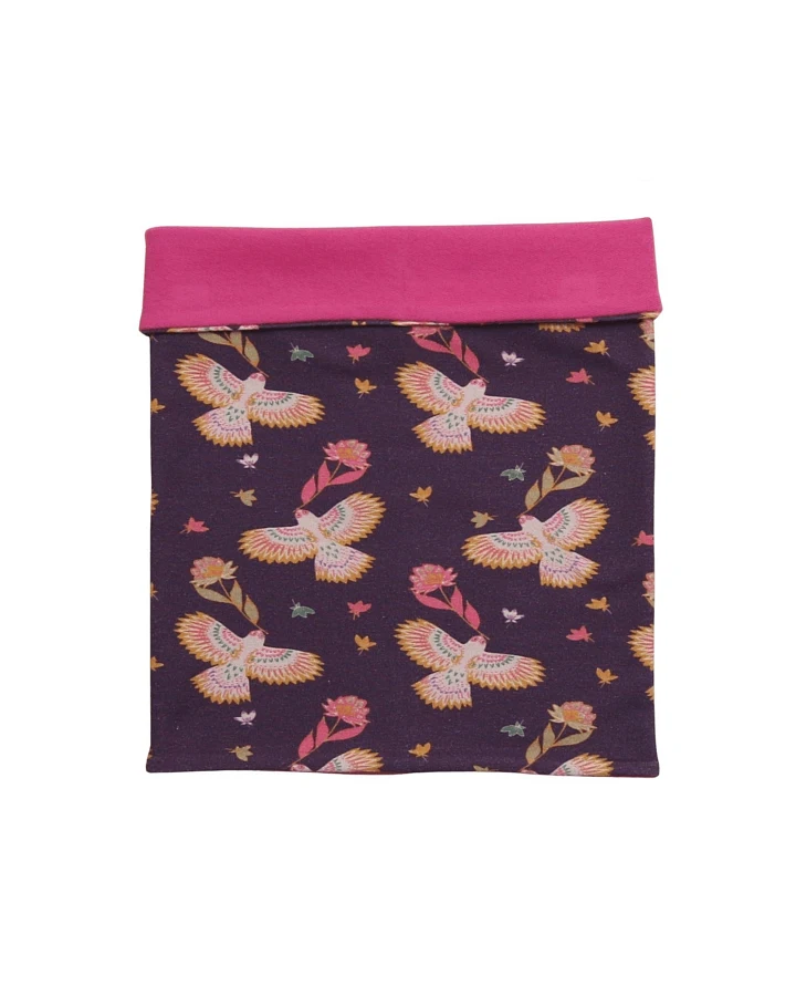Wende Schlauchschal Bio-Baumwolle Vogeldruck plum-pink Gr. Onesize