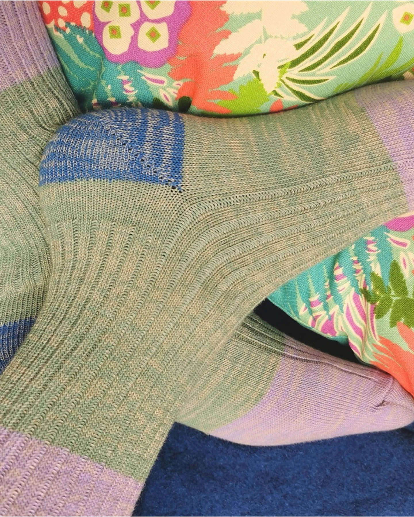 Damen - / Herrensocken Wollfgang grün-lila Gr.35-38 – Ansicht 2