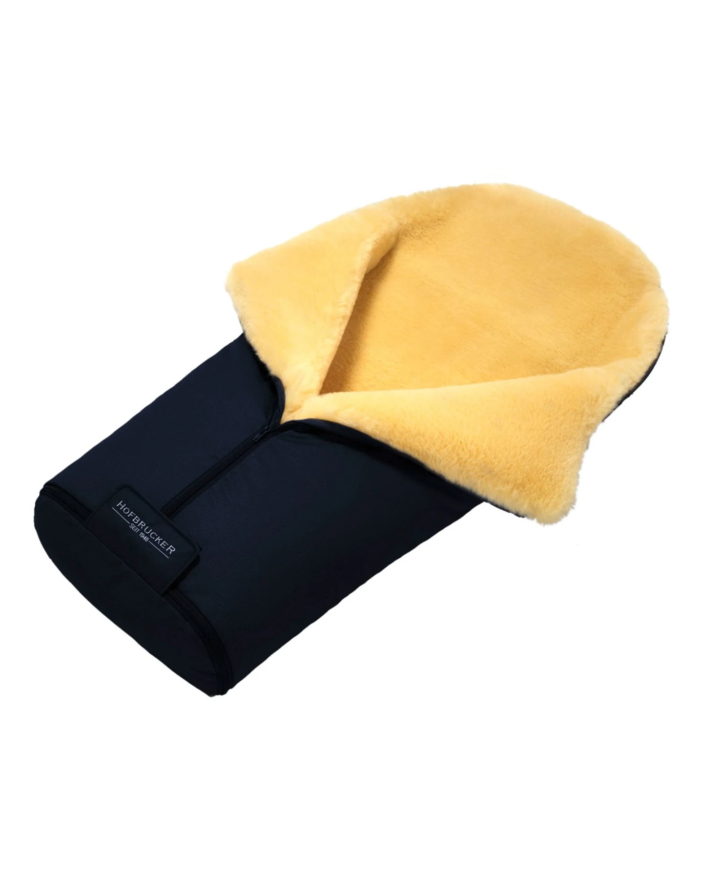 Hofbrucker Fußsack Kinderwagen Merino Lammfell "Iglu" navy blue Maße 95 x 34 x 15 cm – Ansicht 2
