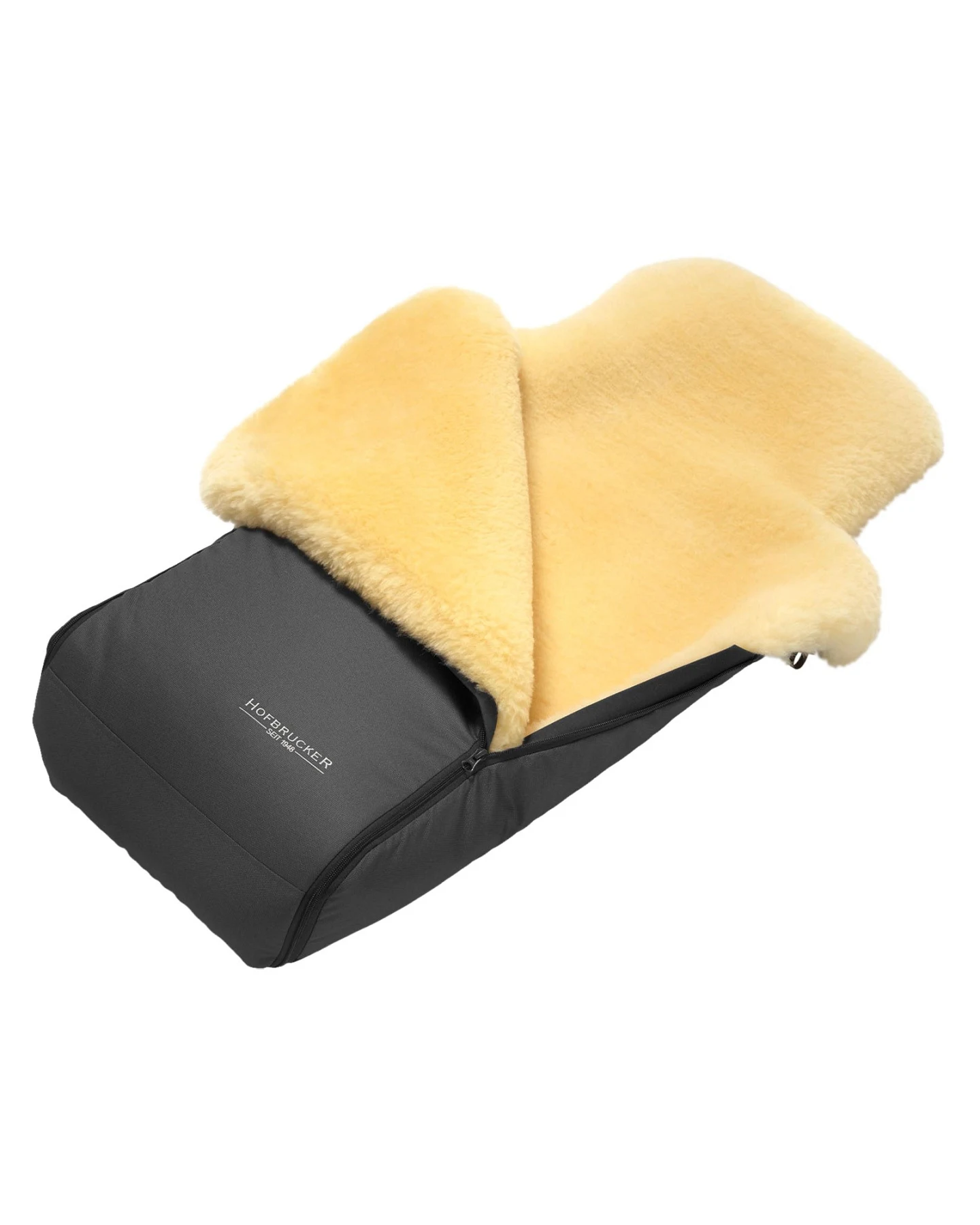 Hofbrucker Fußsack Kinderwagen Merino Lammfell "Luxus" grau Maße 95 x 34 x 15 cm – Ansicht 2