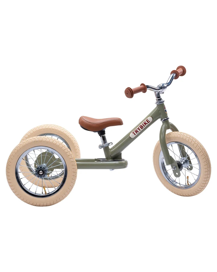 Trybike 2-in-1 Laufrad mit Stahlrahmen Vintage Green