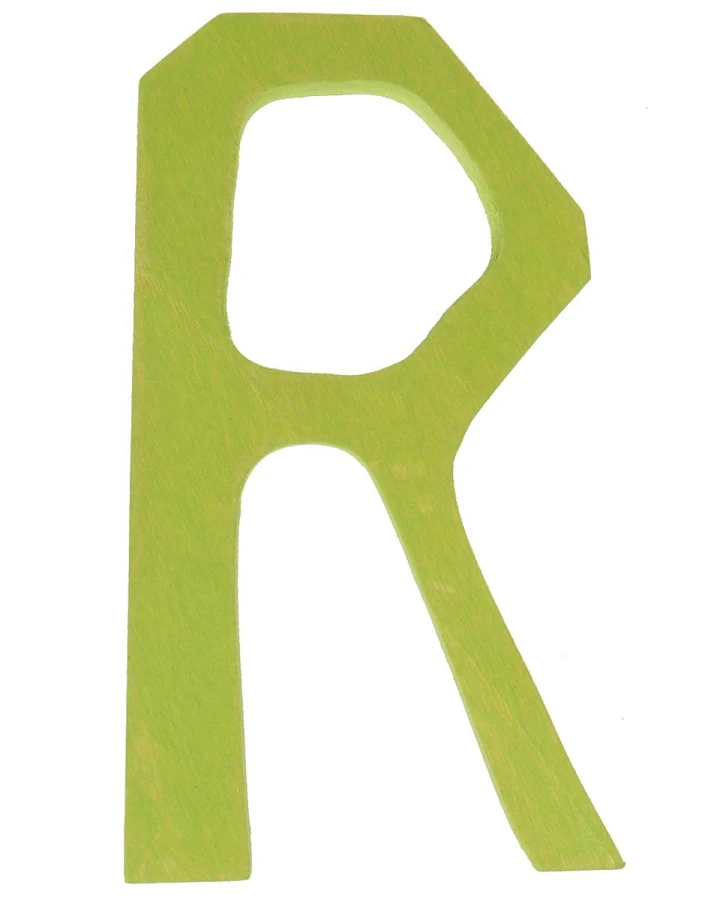 Grimms Anthroposophisches R Buchstabe aus Lindenholz, bunt lasiert Maße 7,5 x 6 x 1 cm