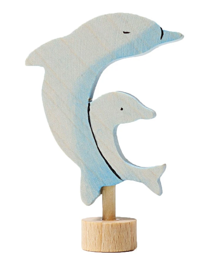 Produktseite: Grimms Delfine Steckfigur aus Lindenholz, bunt lasiert Höhe 7 cm