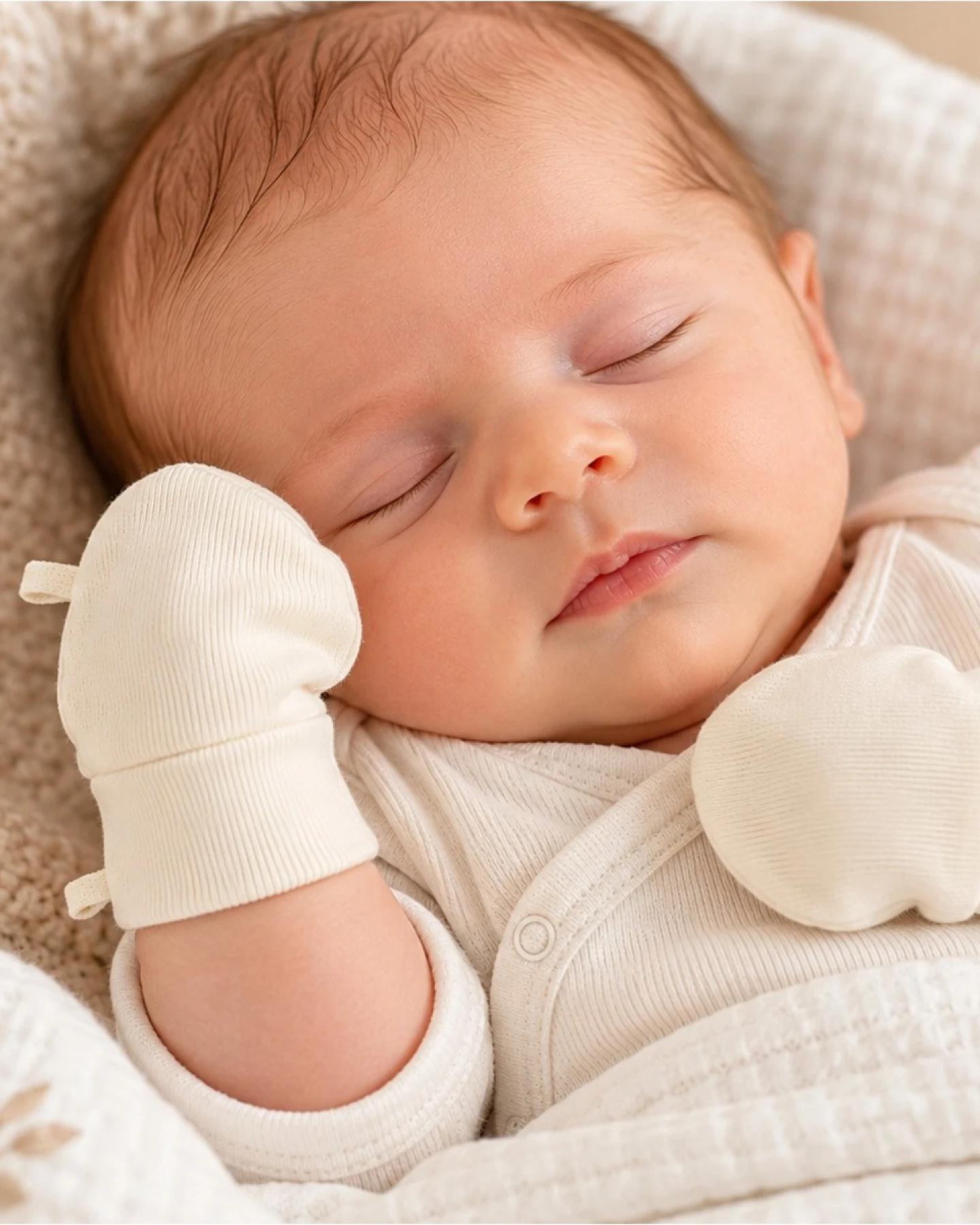 Baby Handschuhe Fäustlinge Kratzschutz Bio-Baumwolle "pure basic" Gr. 0 – Ansicht 2