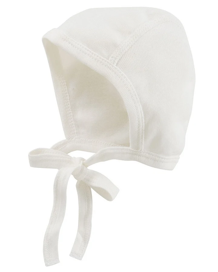 Babymütze Erstlingsmütze Bio-Baumwolle off white Gr. 50/56