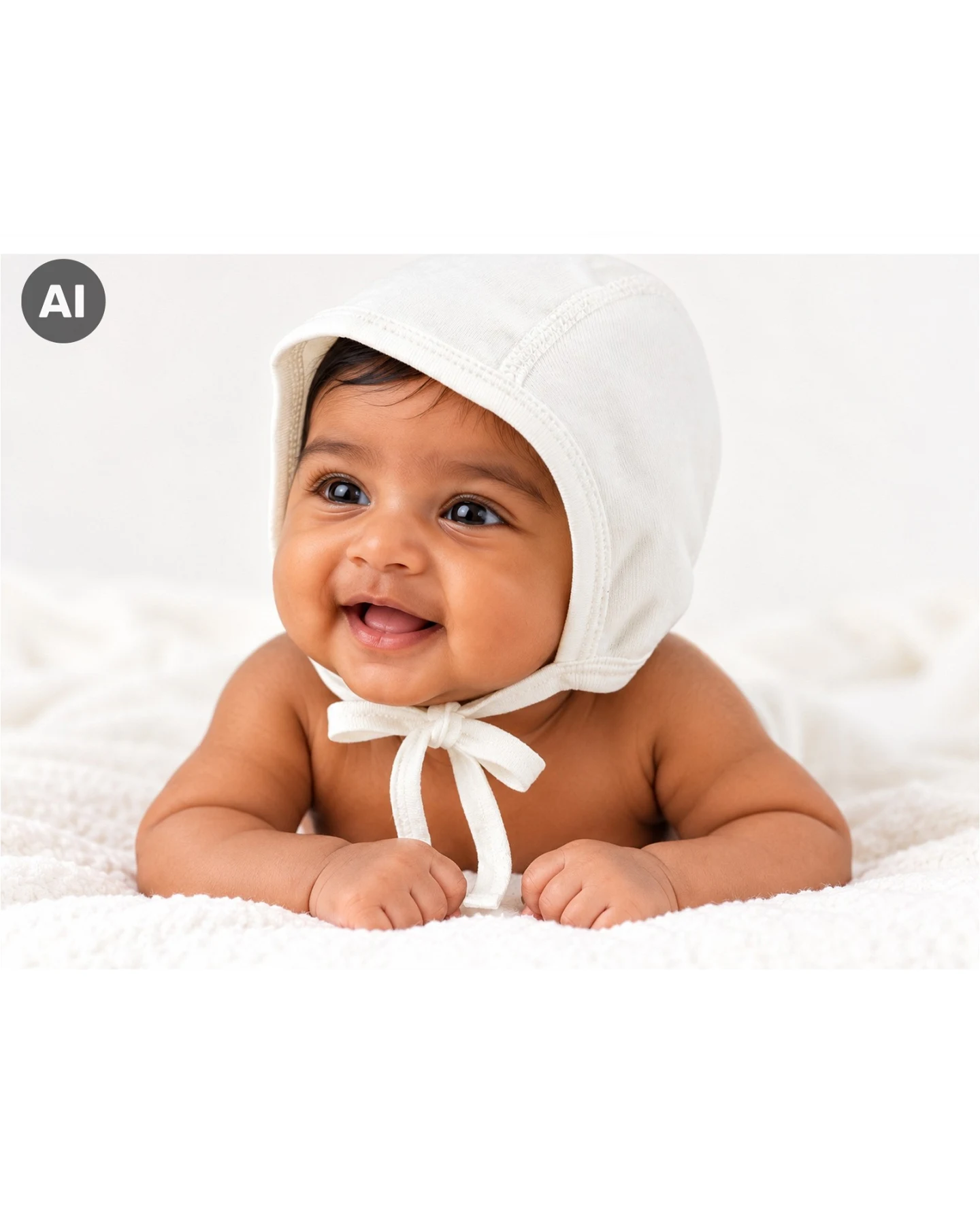 Babymütze Erstlingsmütze Bio-Baumwolle off white Gr. 50/56 – Ansicht 2