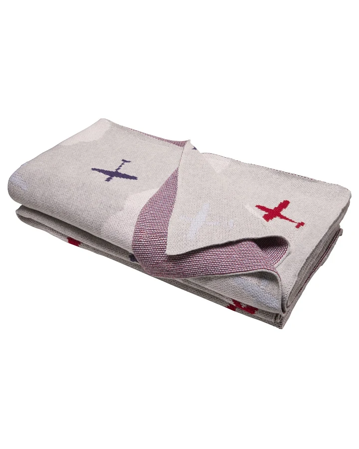 Kinder Kuscheldecke Bio-Baumwolle, Flugzeuge Maße 130 x 170 cm