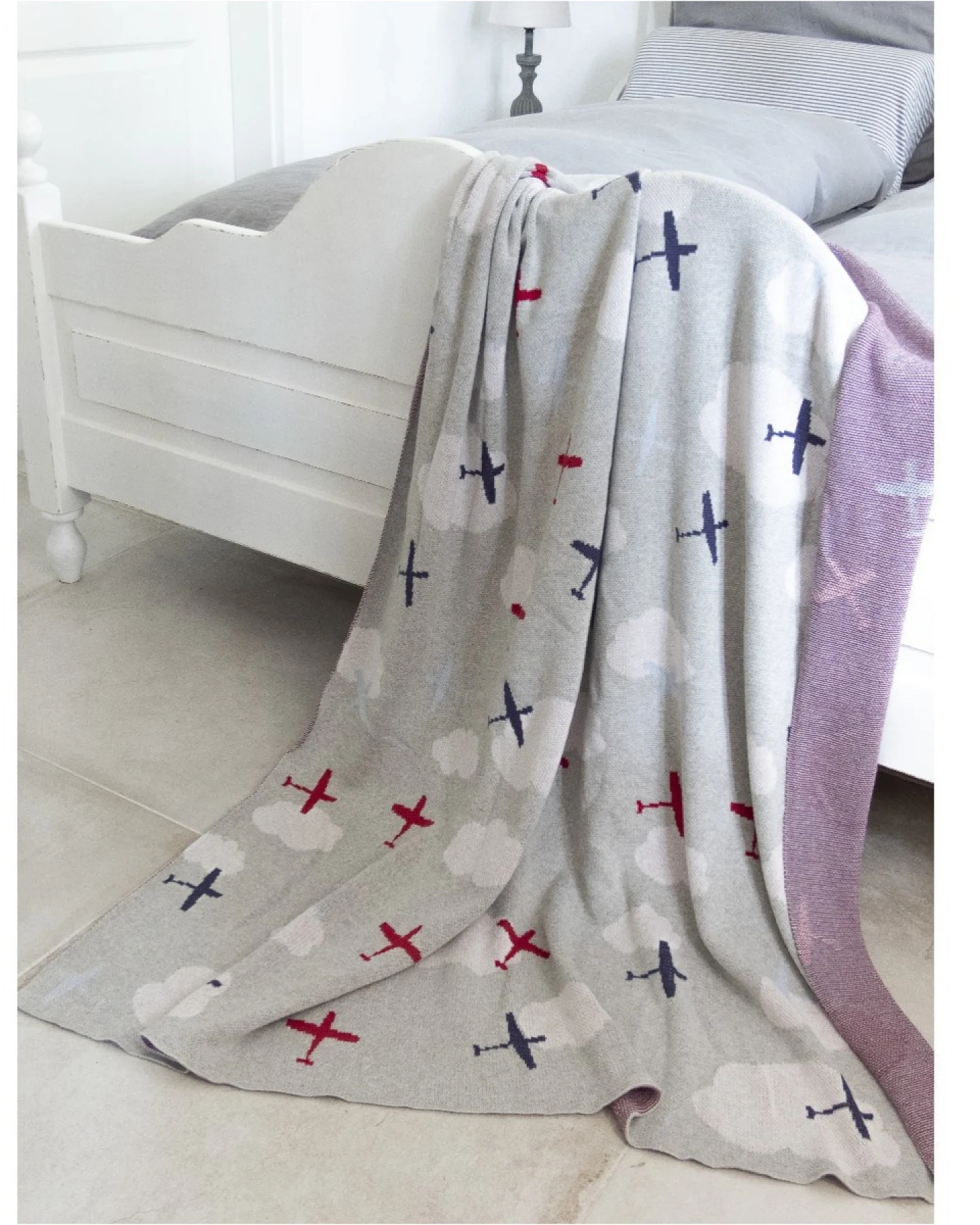 Kinder Kuscheldecke Bio-Baumwolle, Flugzeuge Maße 130 x 170 cm – Ansicht 2