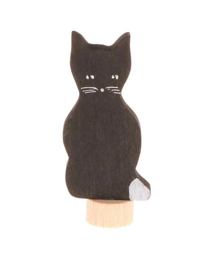 Grimms Katze Steckfigur aus Lindenholz, bunt lasiert Höhe 6 cm
