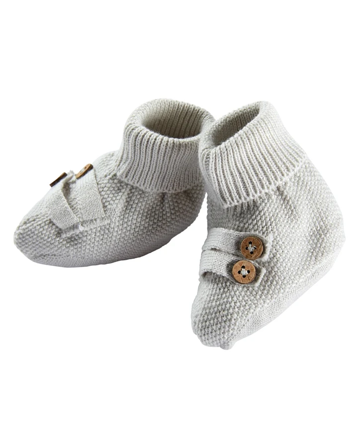 Baby Schuhe Strick-Qualität Bio-Baumwolle hellgrau melange Gr.62/68