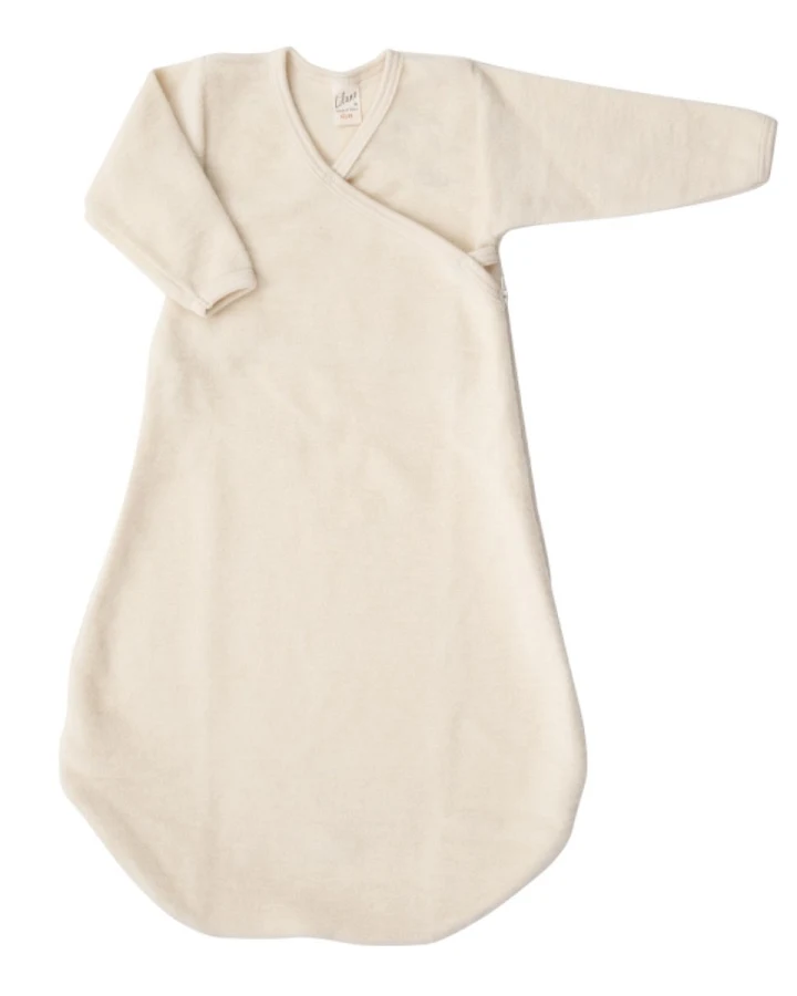 Lilano Schlafsack Baby Ganzjahr mit Arm Bio-Merinowolle natur Gr.62/68