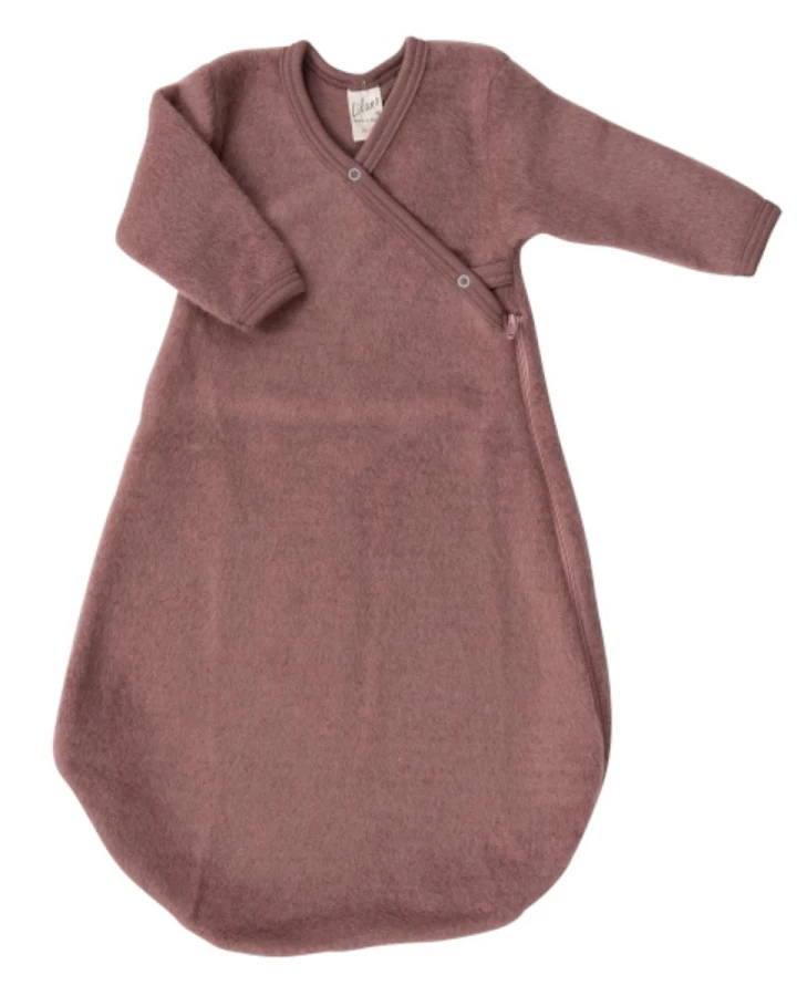 Lilano Schlafsack Baby Bio-Merinowolle Frottee-Plüsch mauve Gr.62 / 68