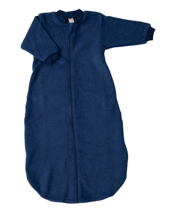 Lilano Schlafsack Baby langer Arm Bio-Merinowolle marine Gr.50/56