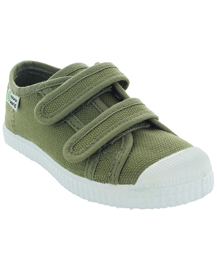 Natural World Kinder Schuhe Sneaker mit Klettverschluss oliv Gr.24