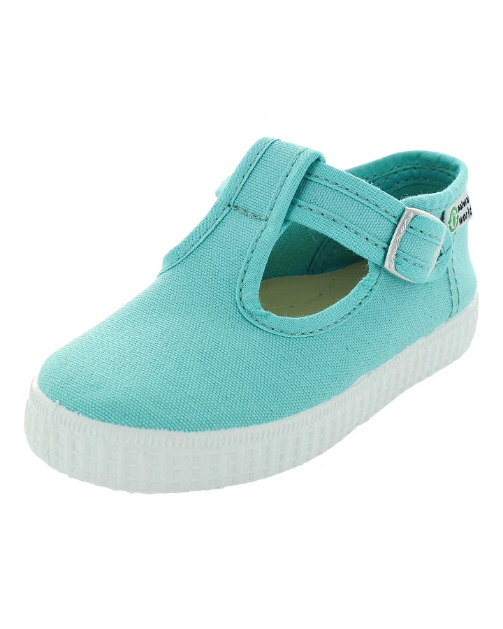 Natural World Kinder Schuhe Ballerinas mit Riemchen und Druckknopf mint Gr.20