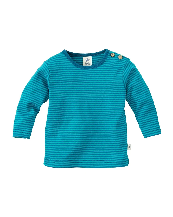 Baby und Kinder Langarmshirt blau-grün-geringelt Gr.74/80