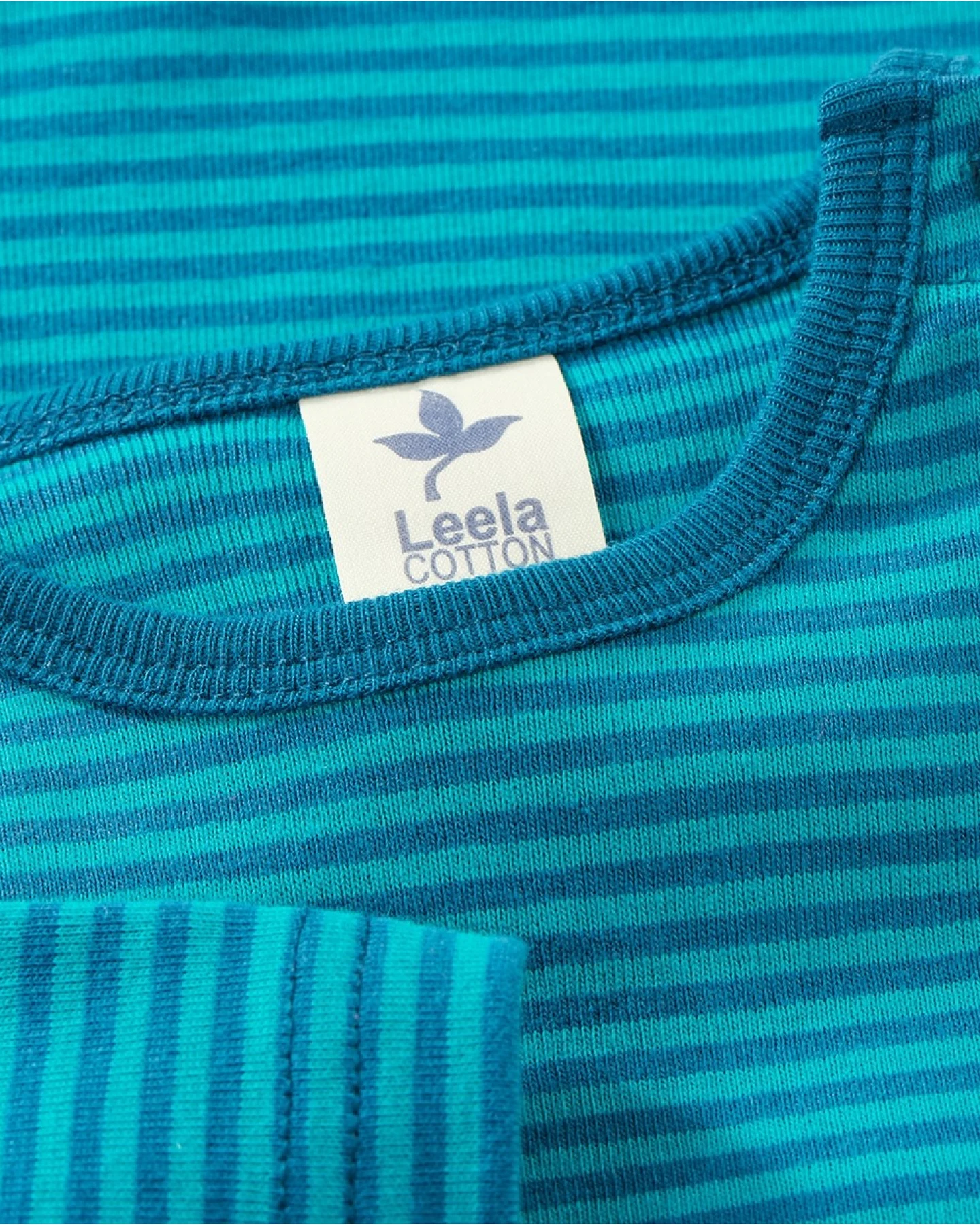 Baby und Kinder Langarmshirt blau-grün-geringelt Gr.98/104 – Ansicht 2