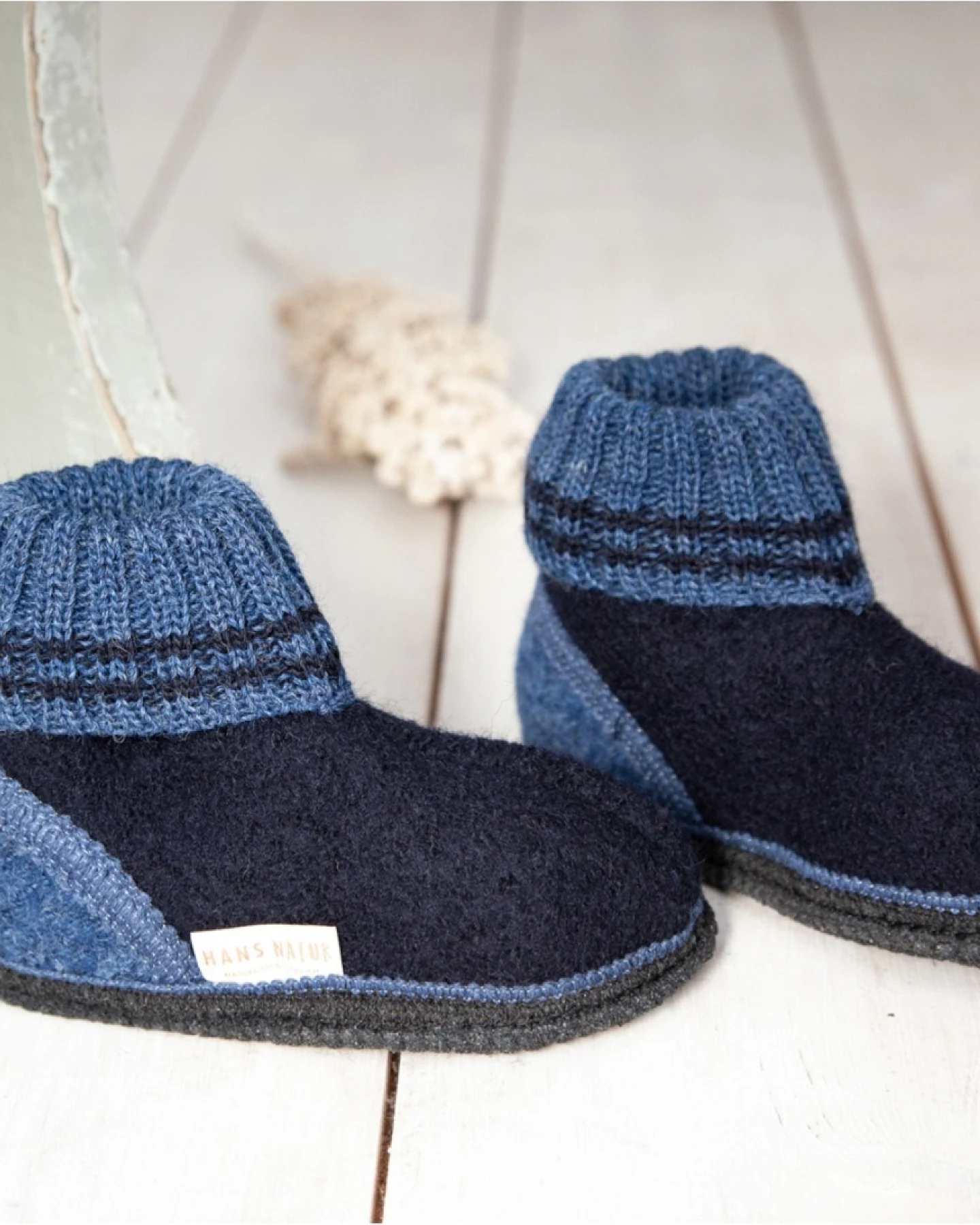 Kinder Hausschuhe Hüttenschuhe nachtblau Gr.25 – Ansicht 2