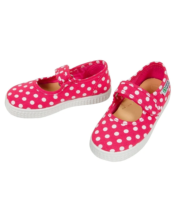 Natural World Kinder Schuhe Ballerinas mit Klettverschluss fuchsie-pünktchen Gr.25