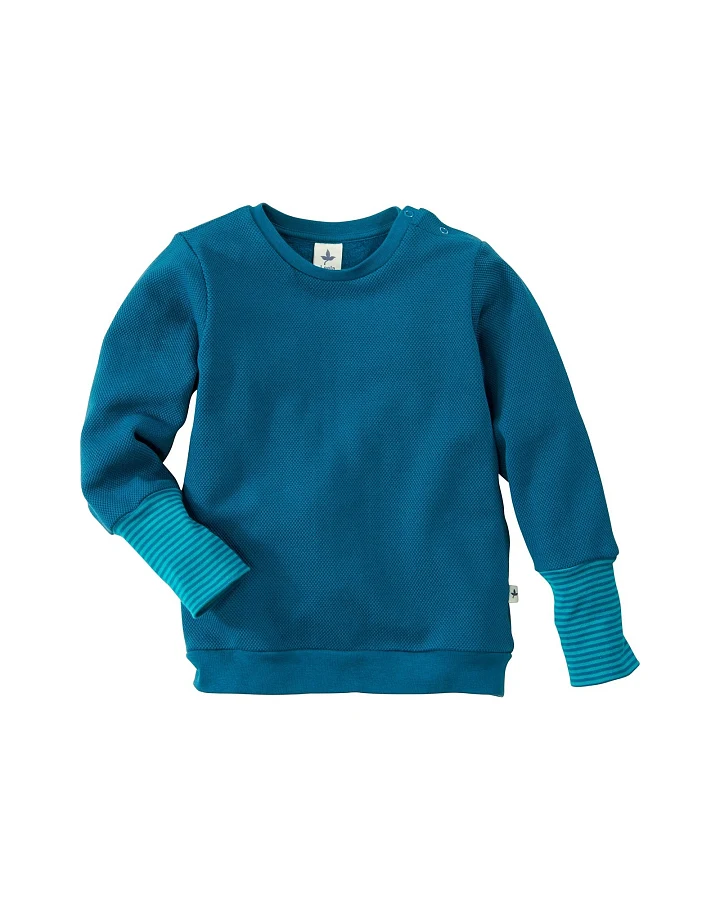 Kinder Pullover Piqué tiefblau-grün Gr.86/92