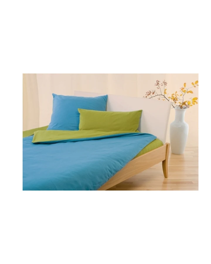 Biber-Wendebettwäsche Bio-Baumwolle olivgrün-türkis Set 155x220 / 40x80 cm
