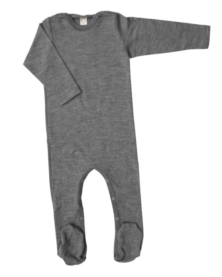 Lilano Baby Strampler mit Fuß Wolle Seide melange-grau Gr.62