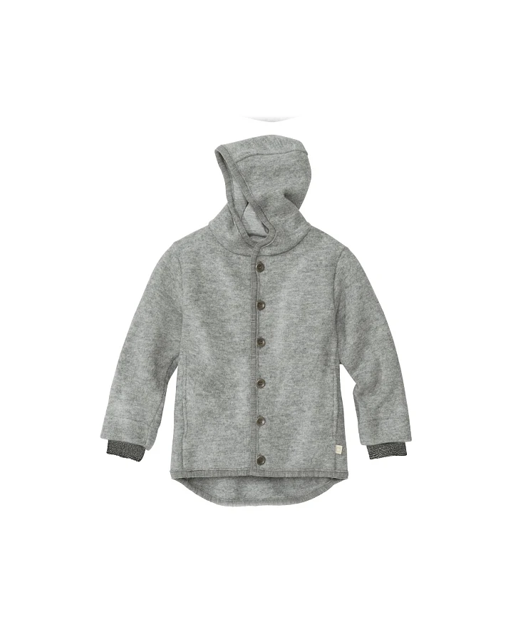 Disana Kinder Jacke mit Kapuze Bio-Merinowolle Walk hellgrau Gr.98/104