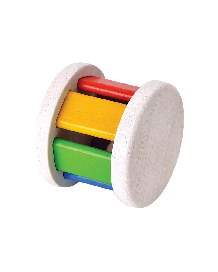 PlanToys Krabbelspielzeug "Walze" aus Kautschukholz Maße 6,5 x 6,5 x 6,5 cm