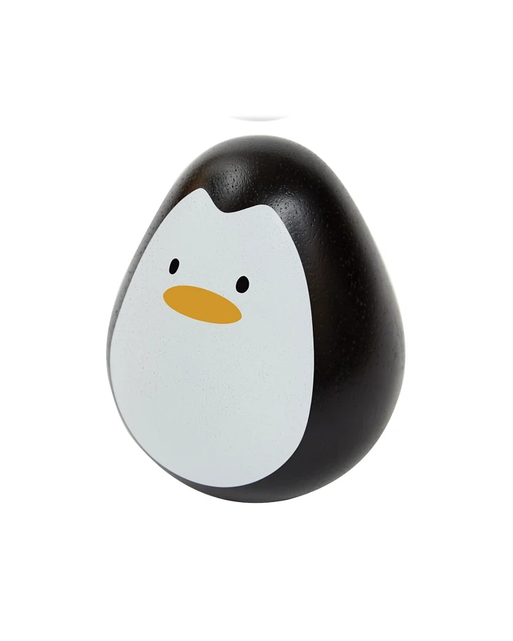 PlanToys Wackelnder Pinguin Stehaufmännchen aus recyceltem Kautschukholz Durchmesser 6 cm, Höhe 7,5 cm