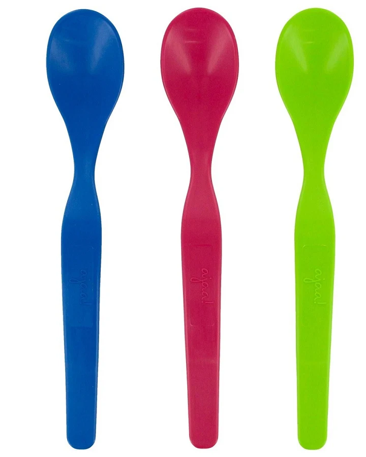 Babylöffel aus nachwachsenden Rohstoffen 3er Set lime, blue, pink