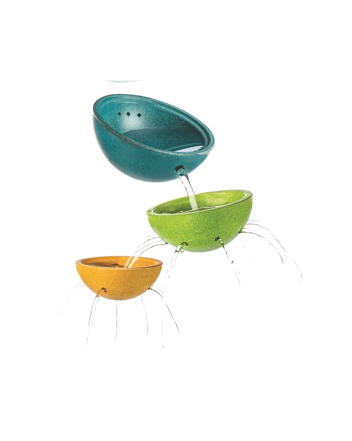 PlanToys Kinder Wasserspielzeug Schüsselset aus recyceltem Kautschukholz Maße 13 x 13 x 5,8 cm