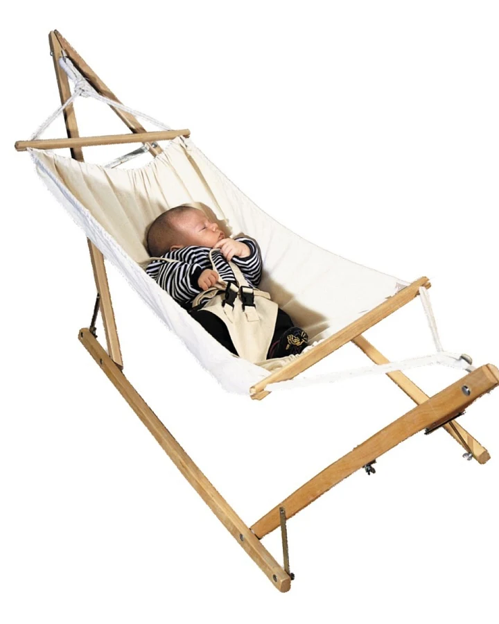 Babyhängematte "Koala" mit Gestell aus Eschenholz 40 x 55 x 150 cm