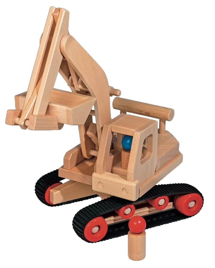 Fagus Bagger aus massivem Buchenholz Voll funktionsfähiger Holzspielzeug Bagger
