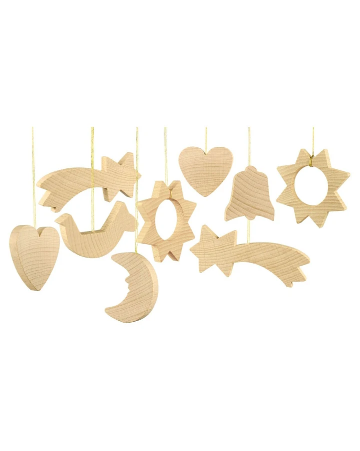Nemmer Christbaumschmuck aus Holz, Flachmodelle 24 Teile Weihnachtsschmuck aus Holz