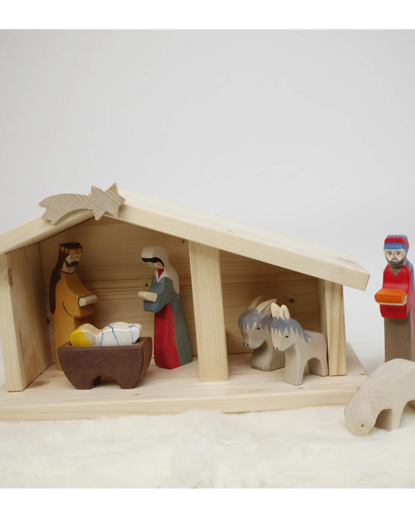 Nemmer Weihnachtskrippe als Bastelsatz Holzkrippe aus massiven Fichtenholz – Ansicht 2