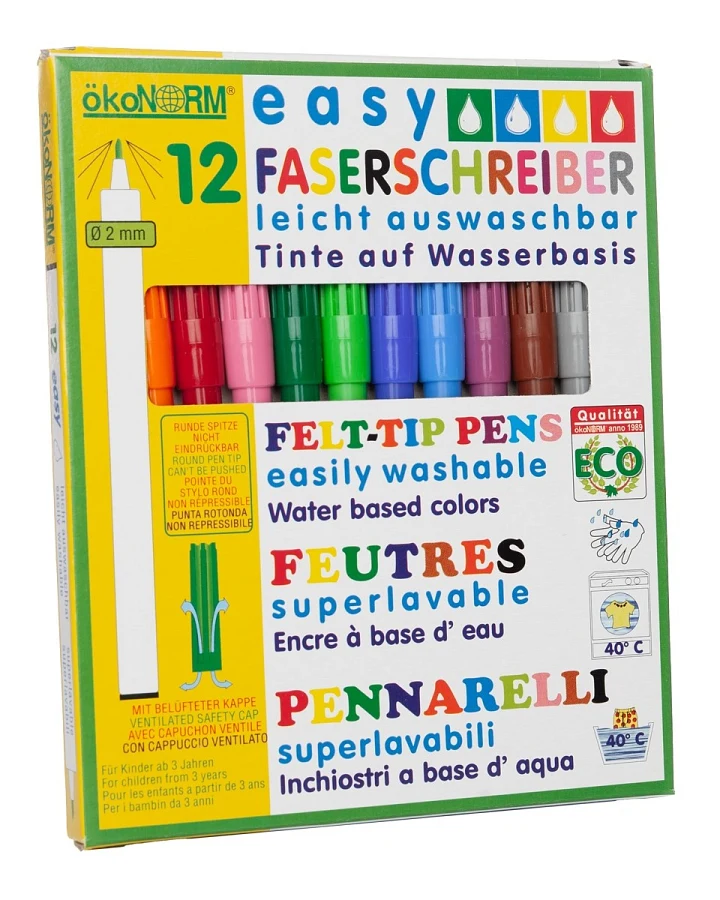 ökoNORM Easy Faserschreiber Filzstifte 12 Farben