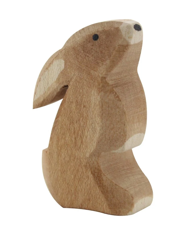 Ostheimer Hase (Ohren tief) 6 cm Laubholz, handgeschnitzt und lasiert