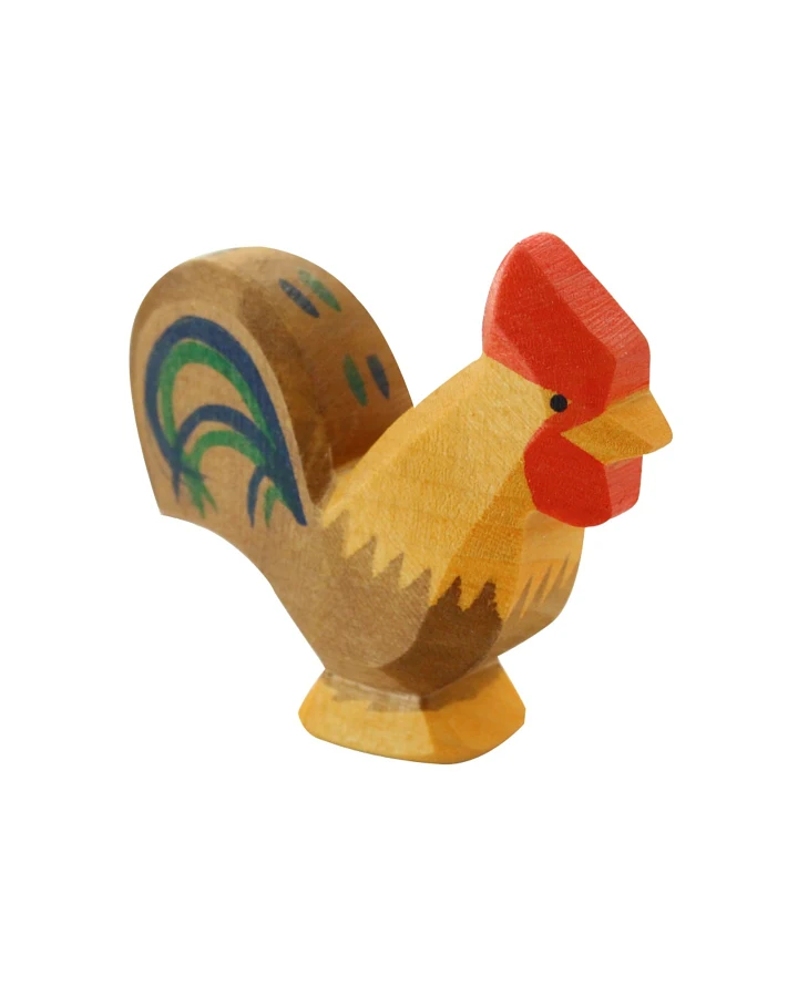 Produktseite: Ostheimer Hahn (braun) 5 cm Laubholz, handgeschnitzt und lasiert