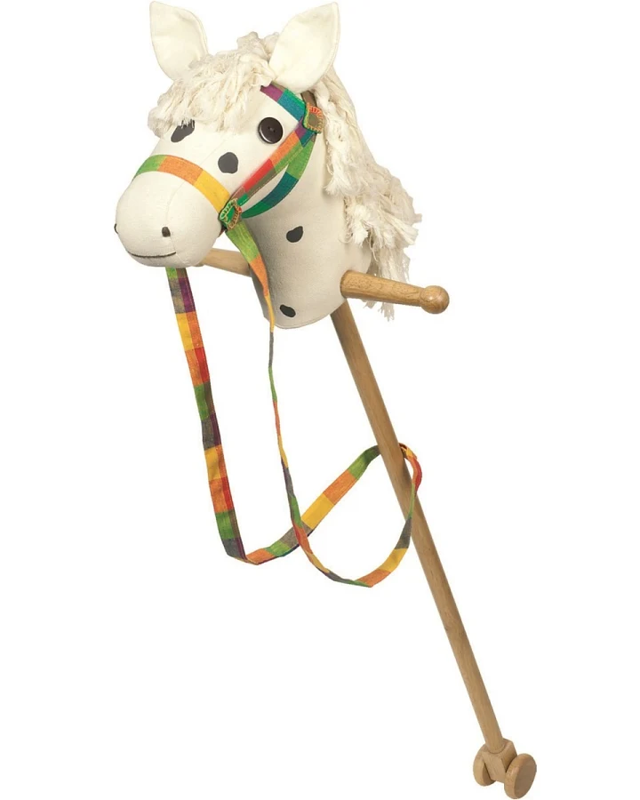 goki Steckenpferd aus Holz mit Halfter, Zügel und Rollen Maße 95 x 28 cm