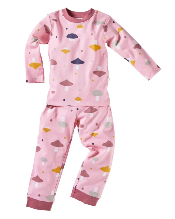 Kinder Schlafanzug 2-teilig Bio-Baumwolle Pilzparty rosa Gr.86/92